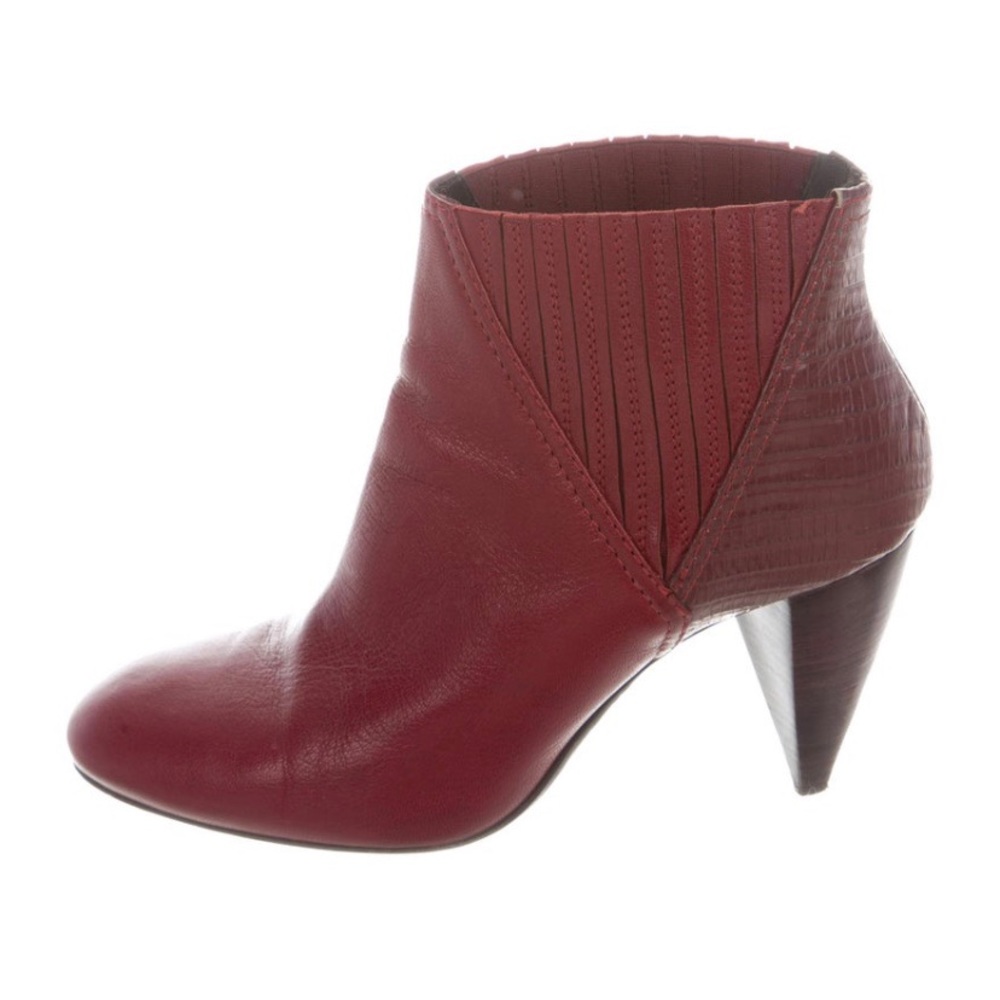 LANVIN 40 9.5 maroon red leather ankle boots